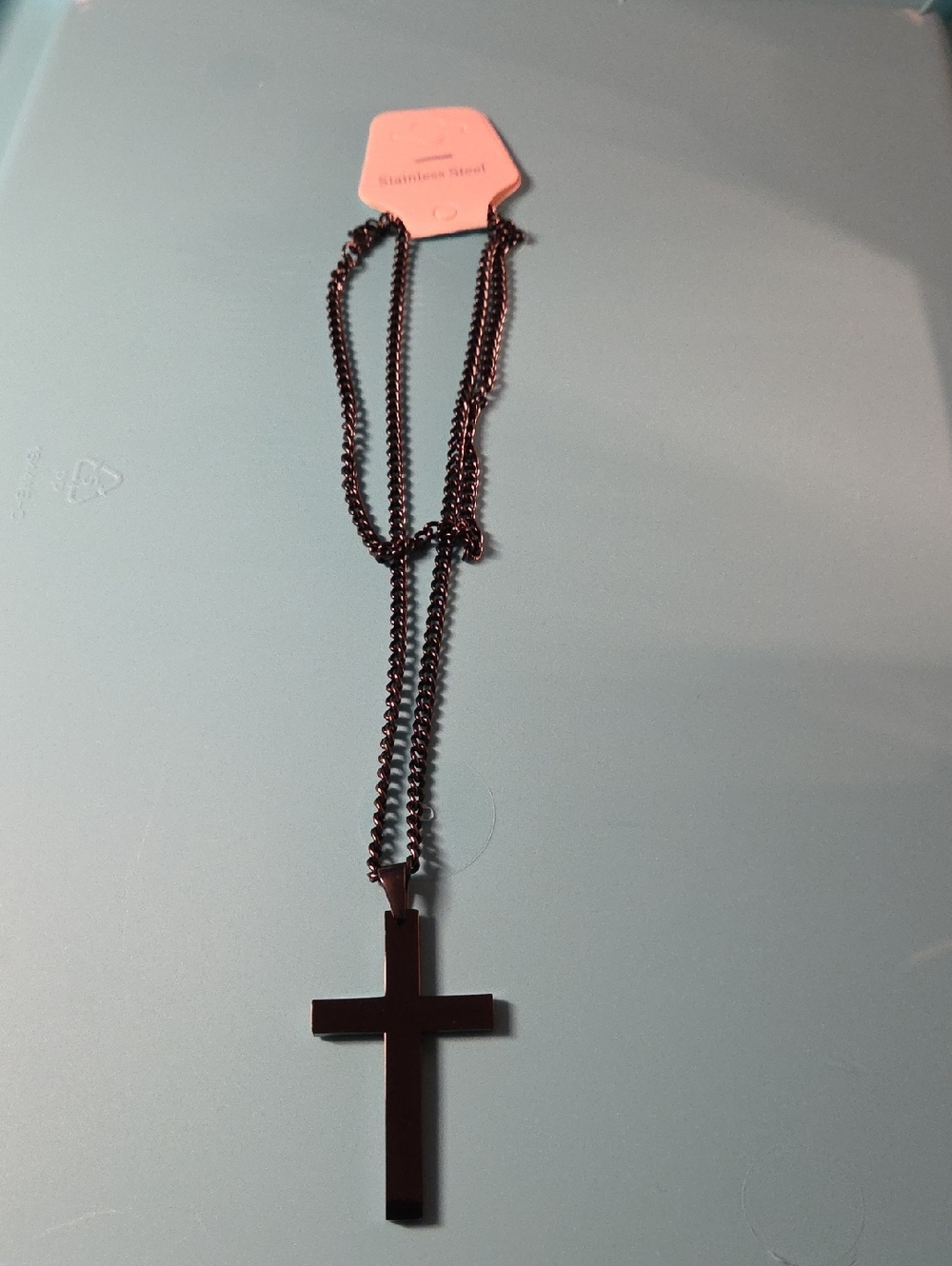 Black Stainless Steel Cross Necklace